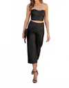 Venti6 Faux Leather Cropped Pants In Black