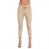 Venti6 Fringe Hem Satin Crinkle Joggers In Caramel