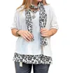 Venti6 Leopard Layered Crochet Top In Grey In Grey