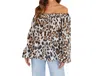 VENTI6 LEOPARD PRINT BUBBLE SLEEVE BLOUSE IN IVORY