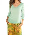 Venti6 Lurex Edge Light Weight Top In Green In Green