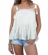 Venti6 Metallic Leave Dot Square Neck Top In White In White