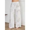 Venti6 Pansy Floral Drawstring Linen Pants In White/beige In White