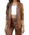 Venti6 Rossana Stonewash Suede Blazer In Bronze In Gold