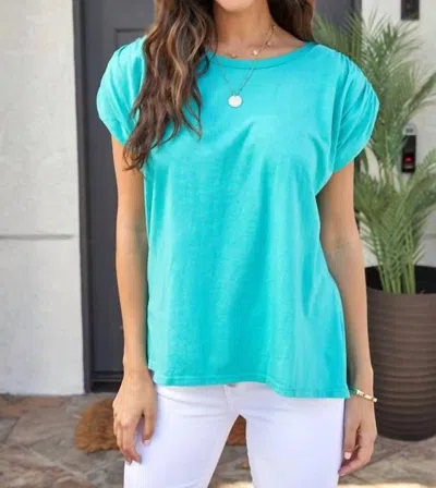 Venti6 Ruched Shoulder Top In Jade