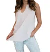 Venti6 Sleeveless V Neck Top In White In White