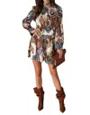 Venti6 Sofia Paisley Open Back Dress In Blue Multi In Multi