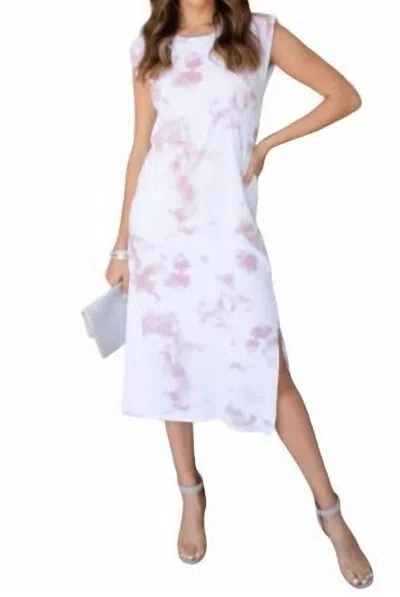 Venti6 Spot Tie Dye Shoulder Pad Sleeveless Dress In Blush In Gold
