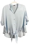 Venti6 Tie Front Shirt In Sky Blue In Blue