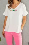 Venti6 Triple Heart Tee In White