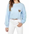 VENTI6 VIVERE CON PASSIONE SEQUINED HEART TOP IN SKY BLUE