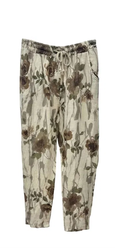 Venti6 Women's Rose Print Drawstring Joggers In Beige Floral In Multi
