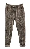 Venti6 Women's Suede Print Crinkle Jogger In Mocha Snake In Multi