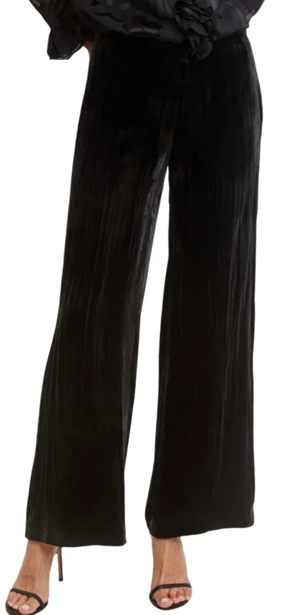 Venti6 Women's Velvet Elastic Waist Back Trim Pants In Black