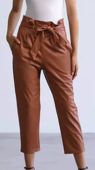 Venti6 Xara Eco Leather Pants In Brown