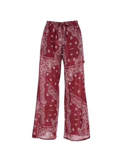 Venuja Bandana-print Drawstring Trousers In Burgundy