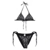 Venuja Black Bikini With Removable Top Cups And All-over Beaded Embellishments In Black