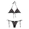 Venuja Black Bikini With Triangle Design And All-over Crystal Decorations In Black