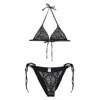 Venuja Black Bikini With Removable Top Cups And All-over Beaded Embellishments In Black