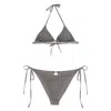 Venuja Grey Bikini With Triangle Design And All-over Stud Decorations In Tech Fabric Womsn In Grey