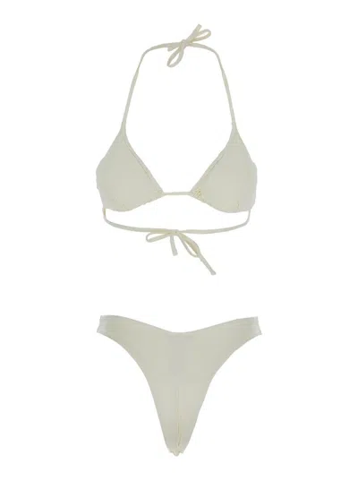 VENUJA BEIGE HIGH CUT BIKINI WITH ADJUSTABLE TIE CLOSURE AND BRAZILIAN CUT BOTTOMS