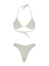 Venuja Beige High Cut Bikini With Adjustable Tie Closure And Brazilian Cut Bottoms In Tech Fabric Stretch W In Nude