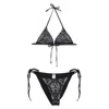 Venuja Black Bikini With Removable Top Cups And All-over Beaded Embellishments In Black