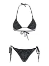 Venuja Black Bikini With Removable Top Cups And All-over Beaded Embellishments In Black