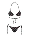 Venuja Black Bikini With Triangle Design And All-over Crystal Decorations In Black