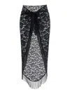 Venuja 'bohemia' Black Skirt With Fringed Hem And All-over Lace Embroidery In Black