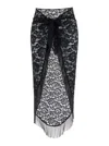 Venuja 'bohemia' Black Skirt With Fringed Hem And All-over Lace Embroidery In Gray