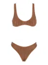 Venuja Brown Bikini With Stud Embellishments In Tech Fabric Stretch Woman In Brown