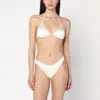Venuja Beige High Cut Bikini With Adjustable Tie Closure And Brazilian Cut Bottoms In Tech Fabric Stretch W