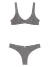 Venuja Grey Swimsuit With U-neck And All-over Stud Decorations In 灰色