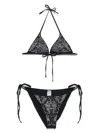 Venuja Black Bikini With Removable Top Cups And All-over Beaded Embellishments In Black