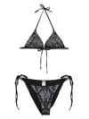 Venuja Black Bikini With Removable Top Cups And All-over Beaded Embellishments In Black