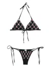 Venuja Black Bikini With Triangle Design And All-over Crystal Decorations In Black