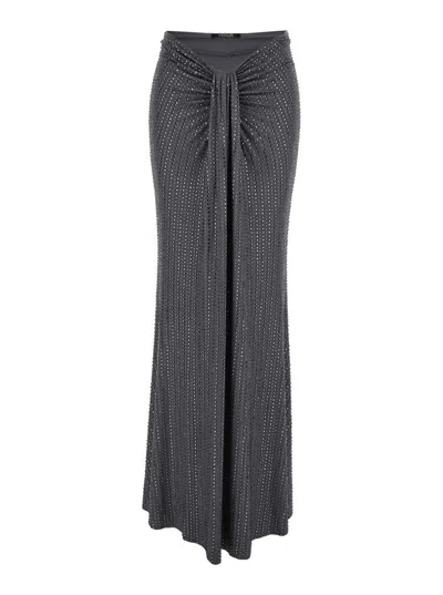 Venuja Crystal Maxi Skirt In Gray