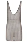 Venuja Grey Sleeveless Mini Dress With All-over Crystal Embellishments In Tech Fabric Stretch Woman