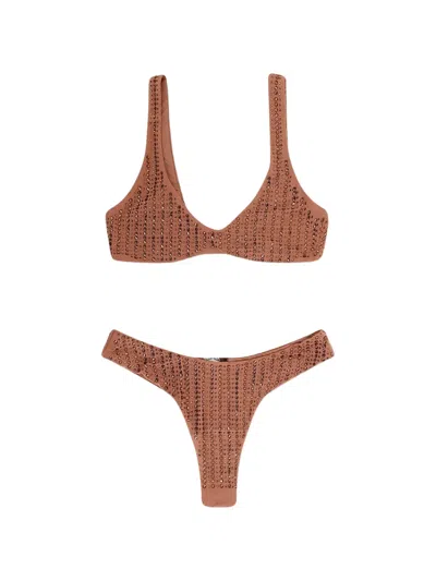 Venuja Crystal-embellished Bikini In Brown