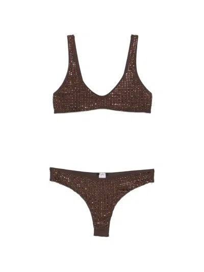 Venuja Crystal-embellished Bikini In Brown