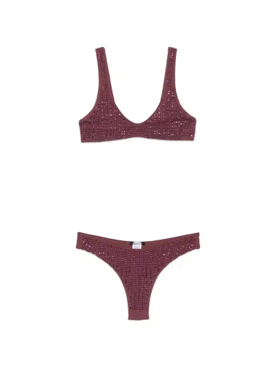 Venuja Crystal-embellished Bikini Set In Brown