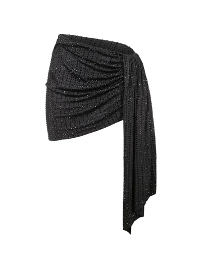 Venuja Crystal-embellished Draped Mini Skirt In Black