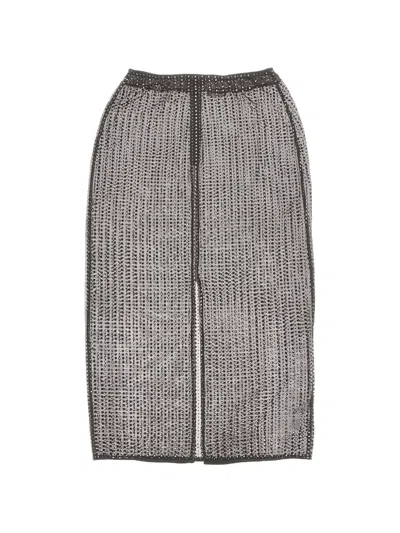 Venuja Crystal-embellished Mesh Midi Skirt In Black