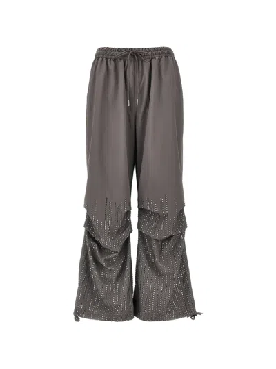 Venuja Crystal-embellished Track Pants In Grey