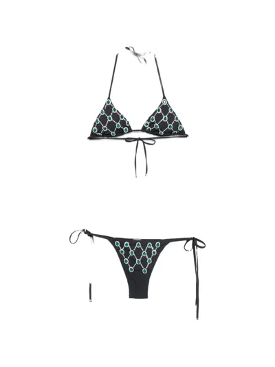 Venuja Crystal-embellished Triangle Bikini Set In Black