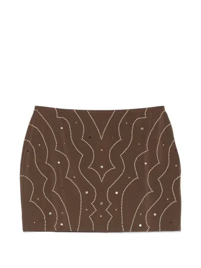 Venuja Crystal-embellished Wavy-pattern Beach Cover-up In Brown