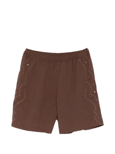Venuja Embellished Knee-length Shorts In Purple