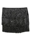 Venuja Fringed Sequin Mini Skirt In Black