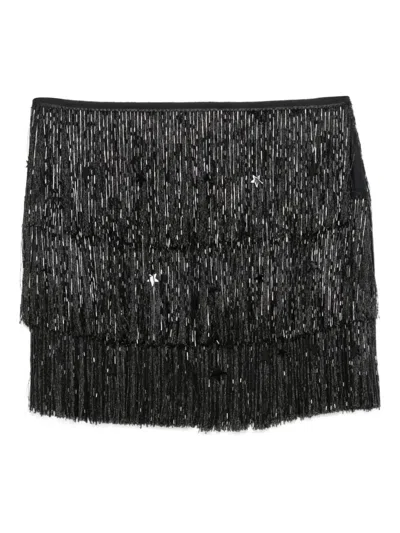 Venuja Fringed Sequin Mini Skirt In Black